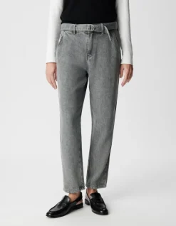 Jean baggy gris Lyocell® cropped Femme