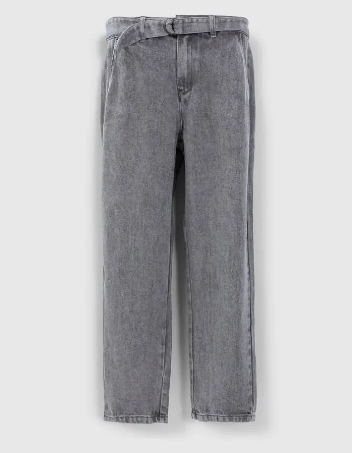 Jean baggy gris Lyocell® cropped Femme