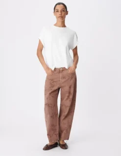 Jean barrel blush motif fleurs 7/8e Gabrielle Femme