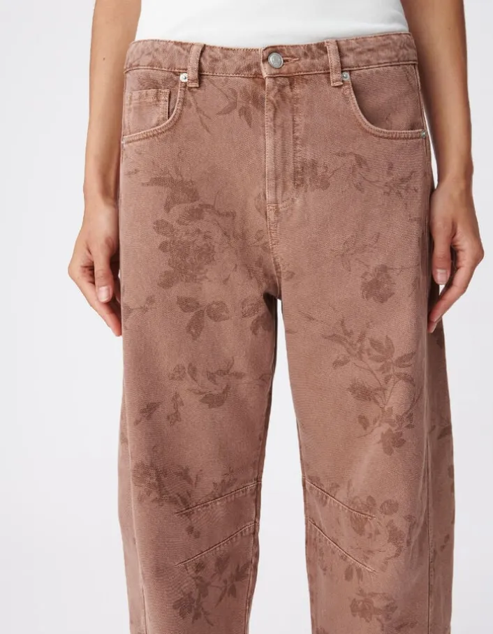 Jean barrel blush motif fleurs 7/8e Gabrielle Femme