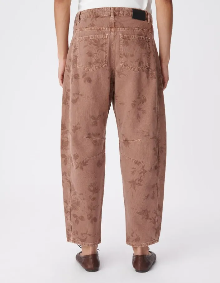 Jean barrel blush motif fleurs 7/8e Gabrielle Femme