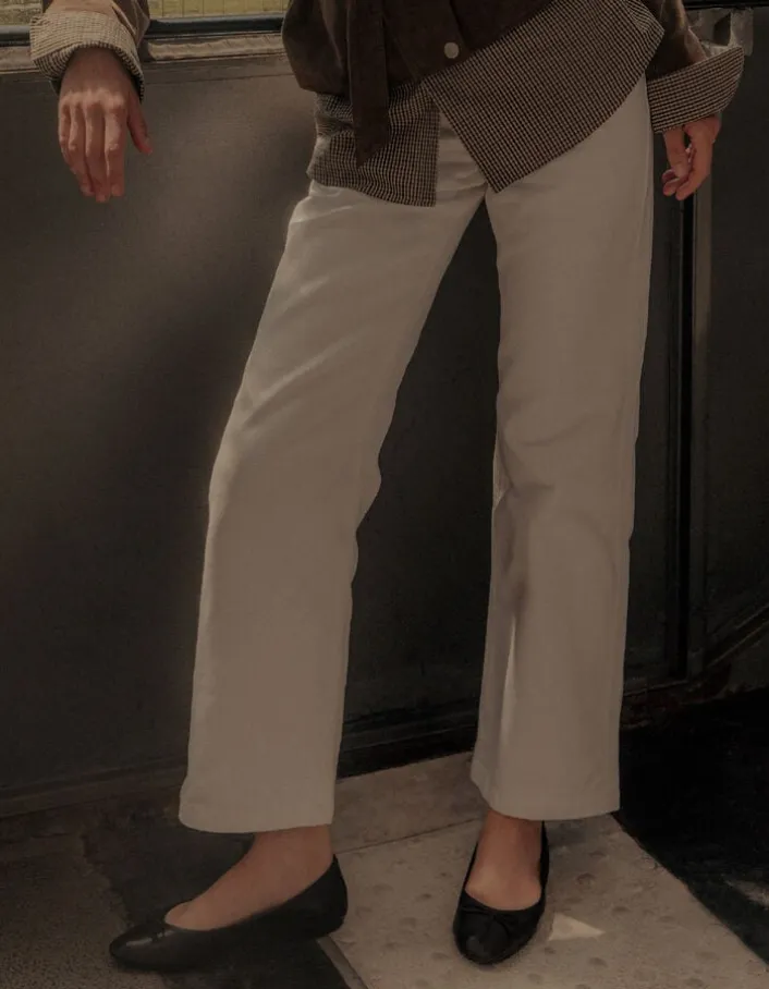 Jean bootcut blanc taille basse Femme