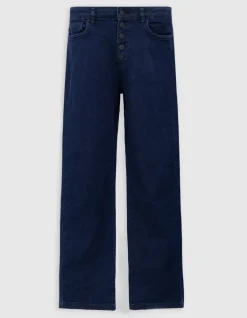 Jean droit bleu foncé powerstretch cropped Femme