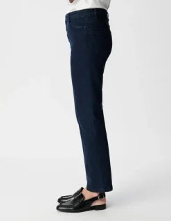 Jean droit bleu foncé powerstretch cropped Femme