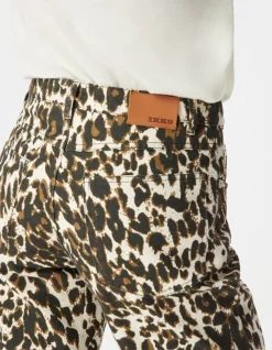Jean droit marron à motif léopard Anders Femme