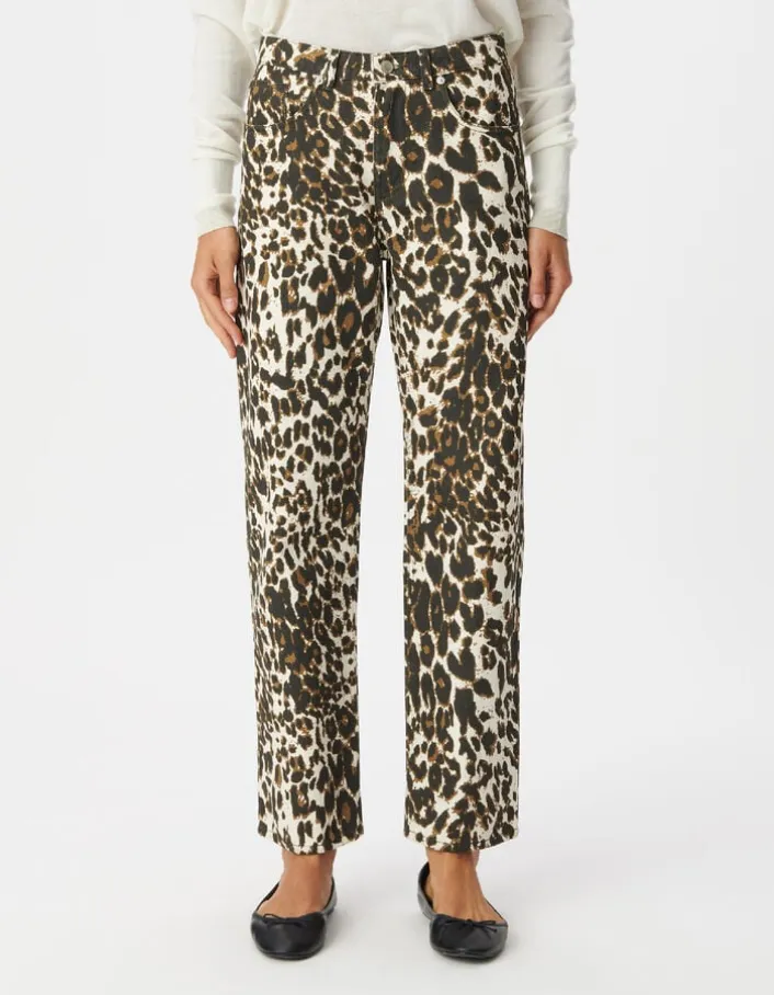 Jean droit marron à motif léopard Anders Femme