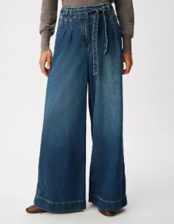 Jean large bleu avec ceinture Elisa Femme