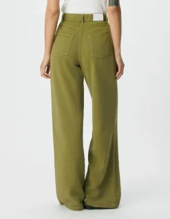 Jean large vert Lyocell® taille haute Edie Femme