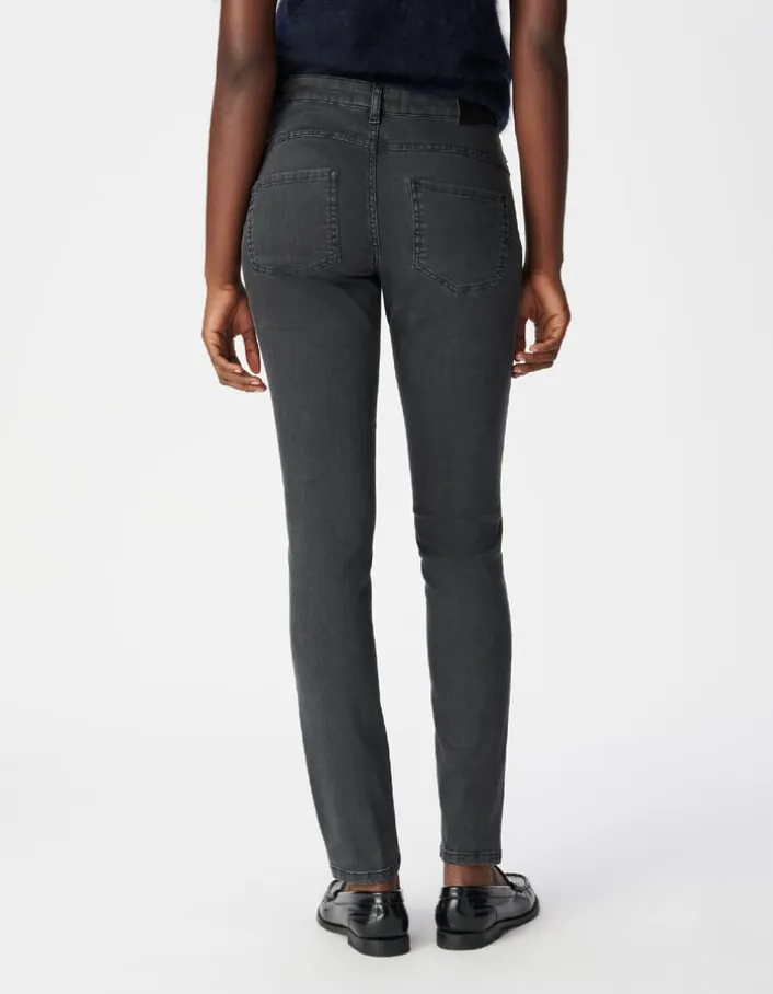 Jean slim gris taille haute détails clous Nina Femme