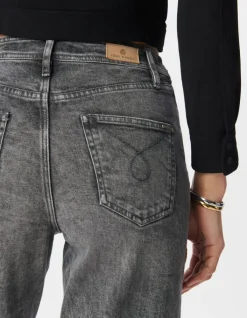 Jean slouchy en coton BCI gris longueur cropped femme
