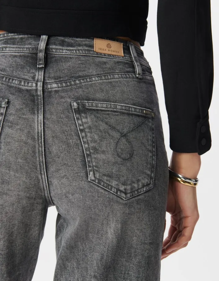 Jean slouchy en coton BCI gris longueur cropped femme