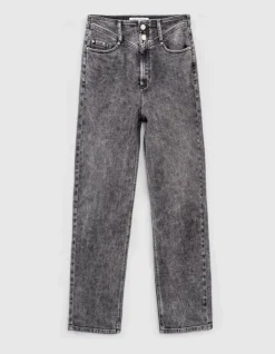 Jean slouchy en coton BCI gris longueur cropped femme