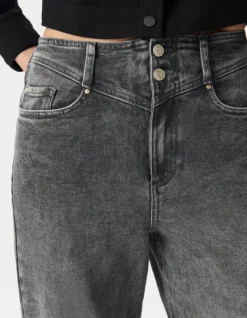 Jean slouchy en coton BCI gris longueur cropped femme