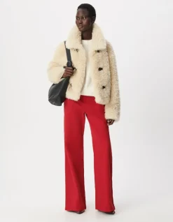 Manteau court blanc sherpa fermeture mousquetons Femme