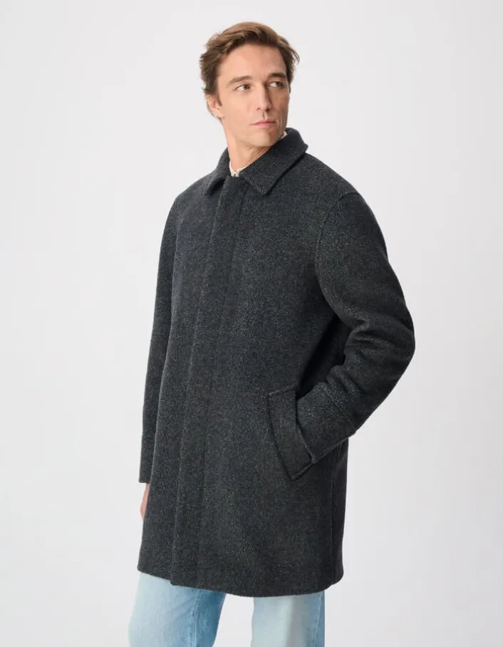 Manteau gris lainage faux-uni Homme
