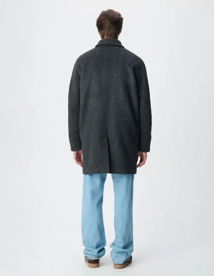 Manteau gris lainage faux-uni Homme