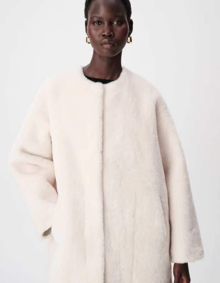 Manteau long blanc esprit cocooning Femme