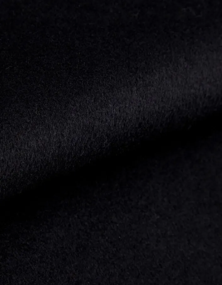 Manteau long droit noir lainage Femme
