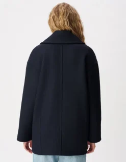Manteau marine forme caban lainage Femme