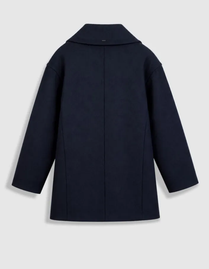 Manteau marine forme caban lainage Femme