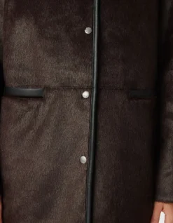 Manteau marron effet poulain Femme