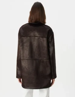 Manteau marron effet poulain Femme