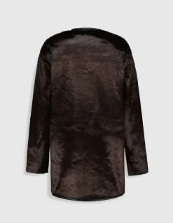 Manteau marron effet poulain Femme