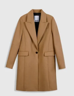 Manteau mi-long camel lainage Femme
