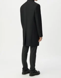 Manteau noir lainage col officier Homme
