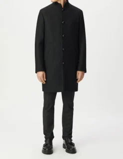 Manteau noir lainage col officier Homme