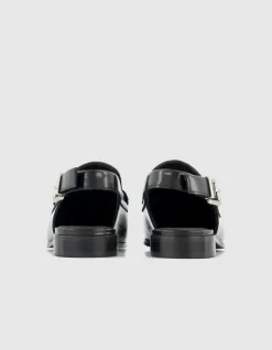 Mocassins slingbacks noirs cuir Femme