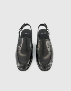 Mocassins slingbacks noirs cuir Femme
