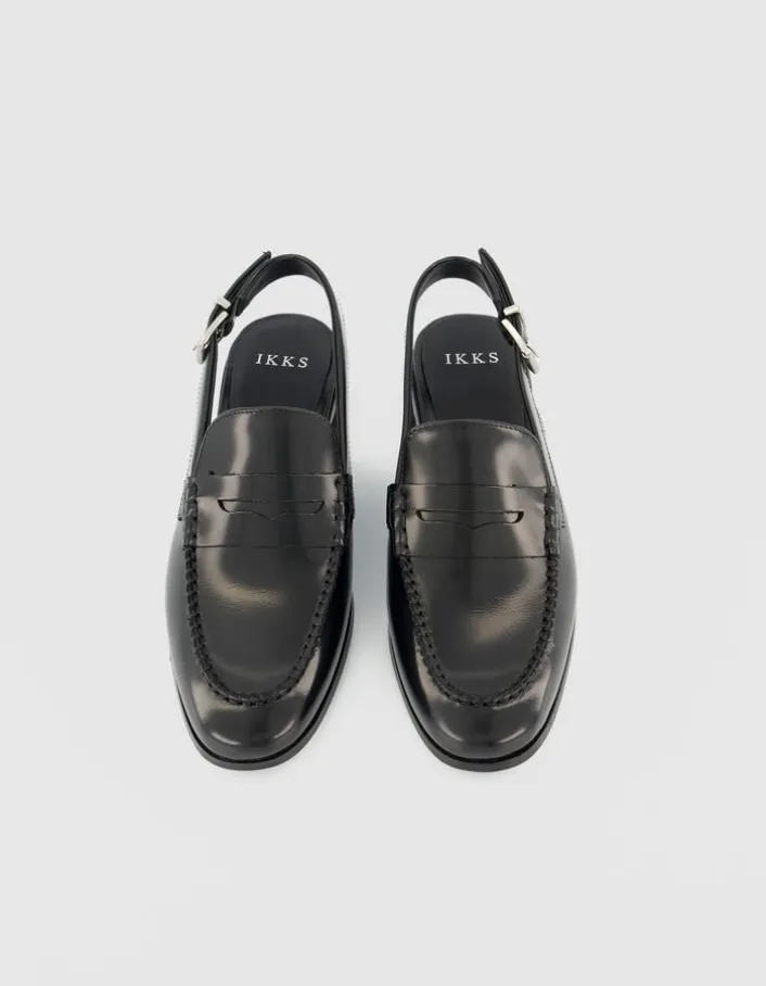 Mocassins slingbacks noirs cuir Femme