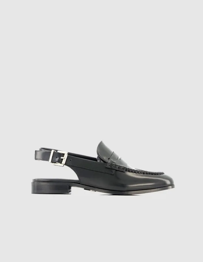 Mocassins slingbacks noirs cuir Femme