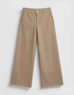 Pantalon chino camel large Femme