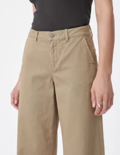 Pantalon chino camel large Femme