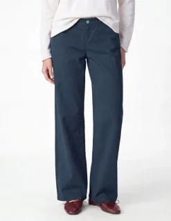 Pantalon chino marine large Femme