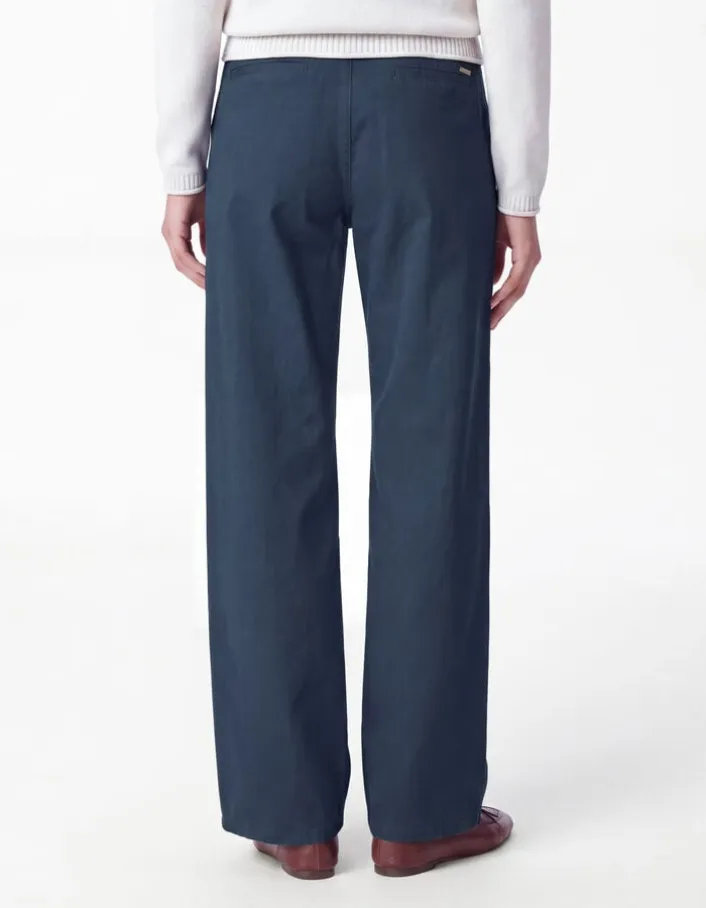 Pantalon chino marine large Femme