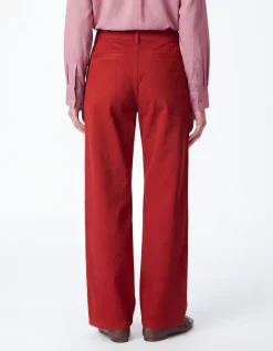 Pantalon chino rouge large Femme