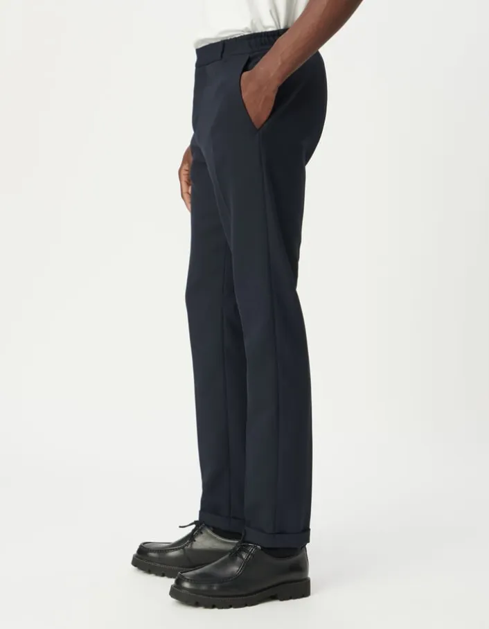 Pantalon de costume marine élastiqué dos Homme