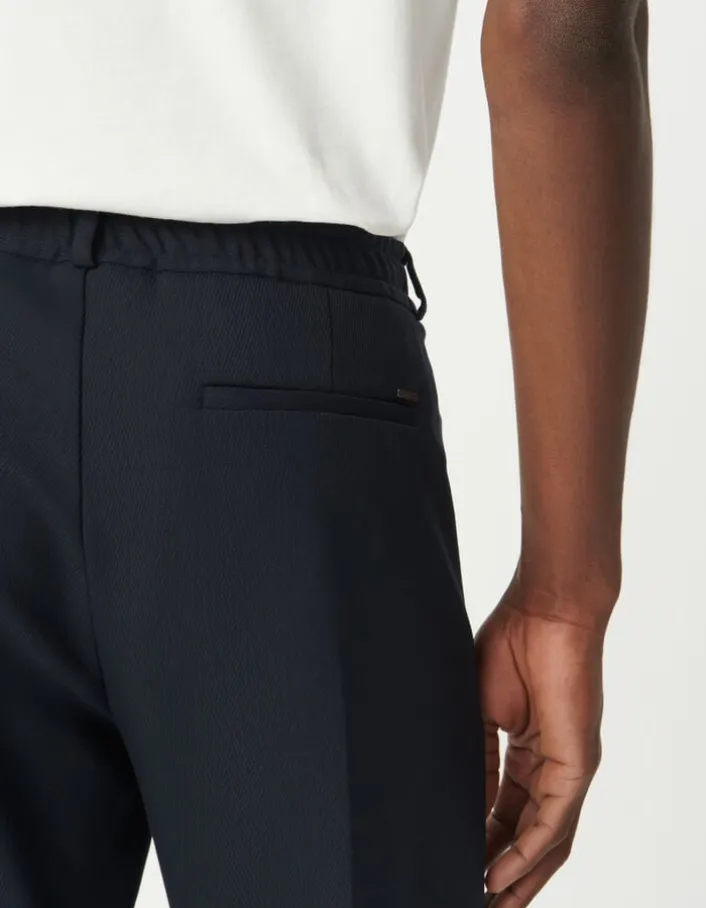 Pantalon de costume marine élastiqué dos Homme