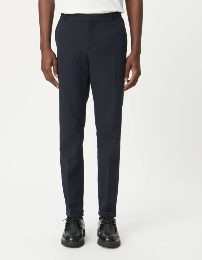 Pantalon de costume marine élastiqué dos Homme