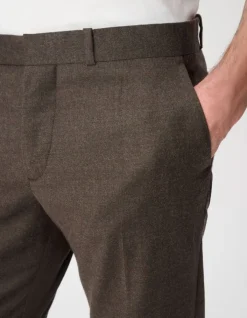 Pantalon de costume marron flanelle 100% laine Homme