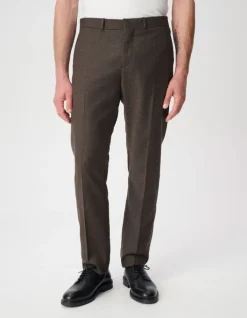 Pantalon de costume marron flanelle 100% laine Homme