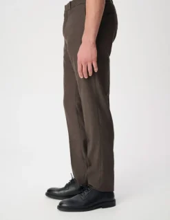 Pantalon de costume marron flanelle 100% laine Homme