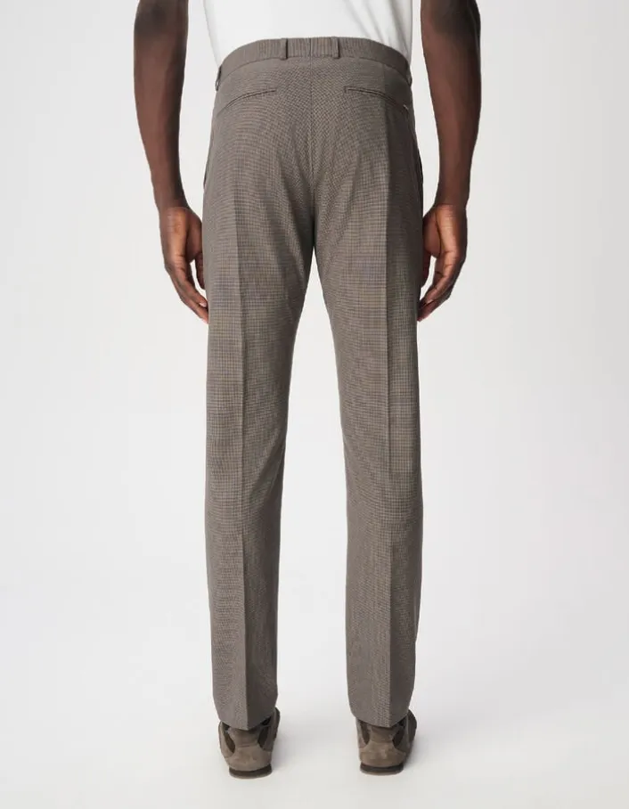 Pantalon de costume marron motif pied-de-puce Homme