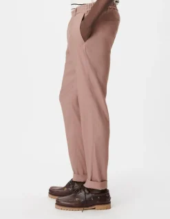 Pantalon de costume rose lin mélangé Homme
