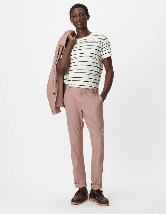 Pantalon de costume rose lin mélangé Homme