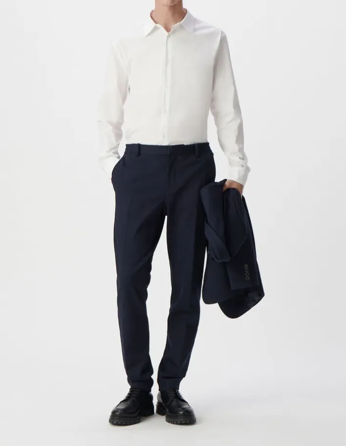Pantalon de costume SLIM marine maille Milano Homme