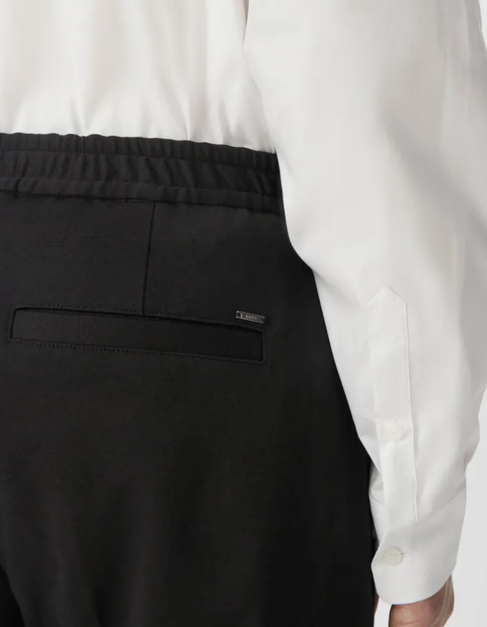 Pantalon de costume SLIM noir maille Milano Homme